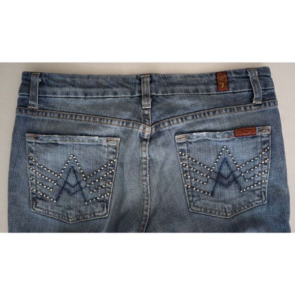 7 For All Mankind Women's Sz 28 Blue "A Pocket" Studded Bootcut Denim Jeans - Picture 6 of 8